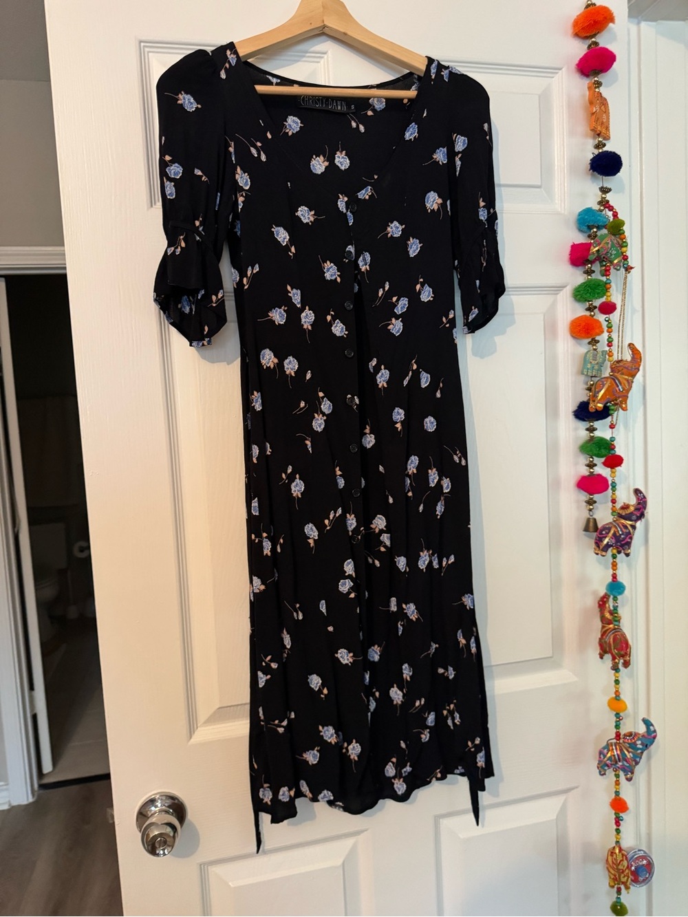 Christy Dawn Lennon midi dress black floral size S